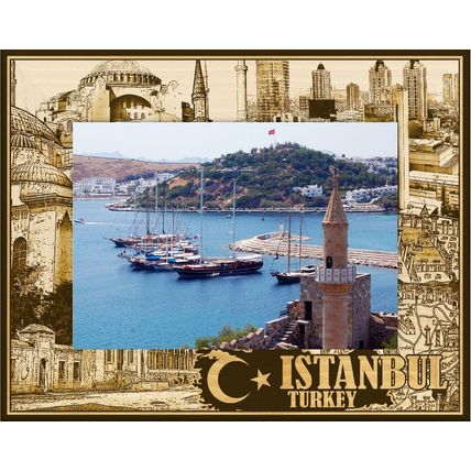 Istanbul Turkey Laser Engraved Wood Picture Frame Landscape (4 x 6)