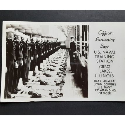 Mid-Century U.S Navy Postcard RPPC John Downes Inspecting Bags WWII Era Vintage