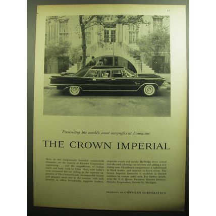 1958 Chrysler Crown Imperial Limousine Advertisement