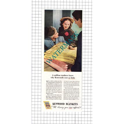 Kenwood Blankets Kenwood Mills New York USA ADVERT - 1947 Clipping / Print