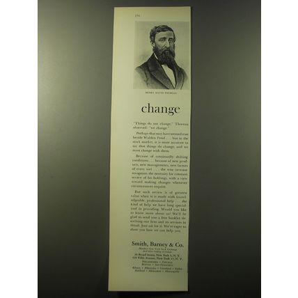 1960 Smith, Barney & Co. Ad - Henry David Thoreau Change
