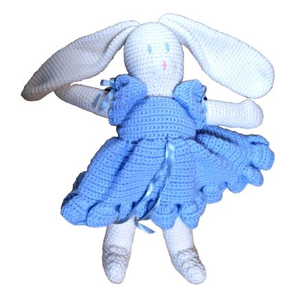 Plush Crochet Bunny, Amigurumi Style/ Heavy Yarn Easter Handmade/VTG - 19"