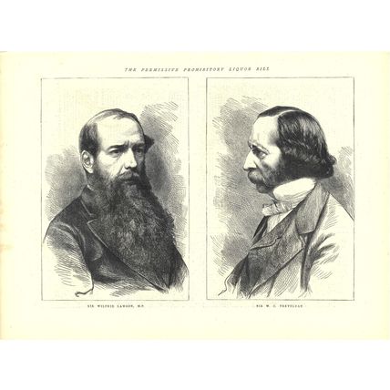 PERMISSIVE PROHIBITORY LIQUOR BILL - WILFRID LAWSON 1872 VICTORIAN ENGRAVINGS