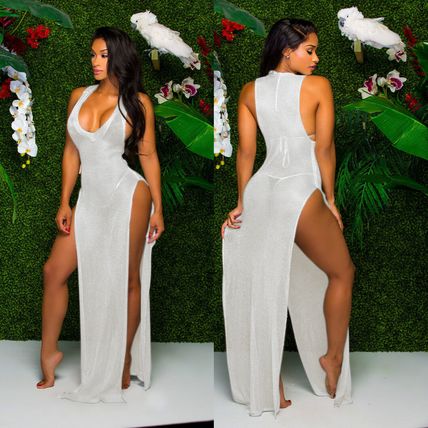 Women's Ladies Bodycon High Slit Backless High Side Splits Long Sexy Party Dress