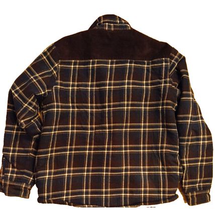 Field & Stream Flannel Shirt Mens Large Navy Brown Plaid Sherpa Lined Corduroy