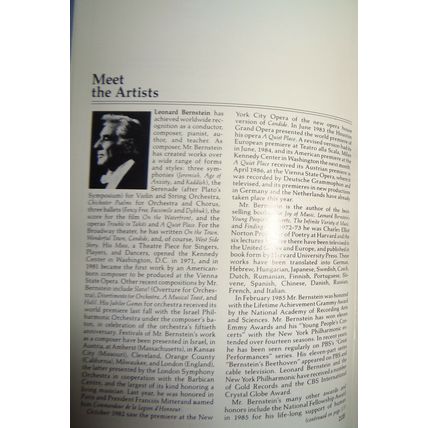 A LEONARD BERNSTEIN SONG CELEBRATION - STAGEBILL - 1988 - 70th Birthday Year