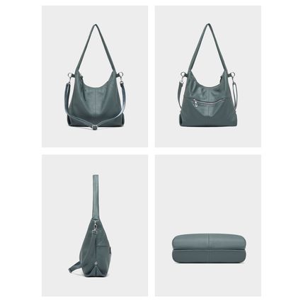 Women Genuine Leather Canvas Handbags Shoulder Bags Blue