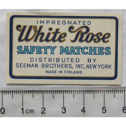 vintage Matchbox Label - White Rose, Seeman Brothers, New York