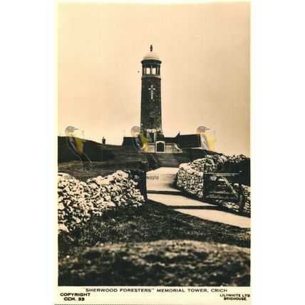 Sherwood Foresters Memorial Tower, Crich, Derby, Lillywhite RP Postcard, 1920/30