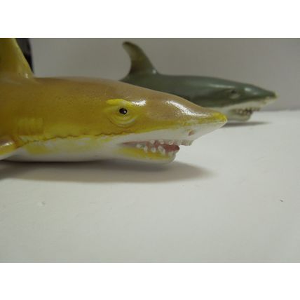 Lot of 2 Vintage Tiger Shark Plastic Toy Figures - Made in China - Ocean Animal