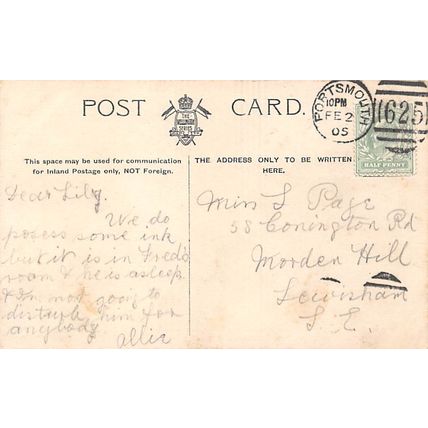 Tidal Basin, Portsmouth Dockyard : Wellington Series printed view pu 1905