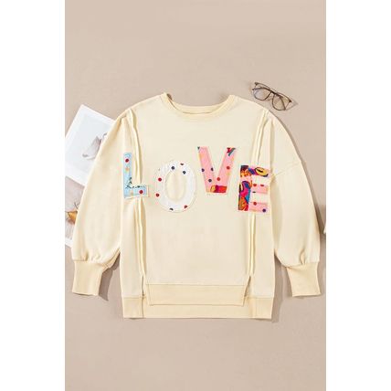Apricot LOVE PATCH Graphic Oversized Sweatshirt