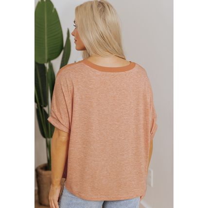 Desert Gold Stud Heart Patch Textured Front Dolman Top