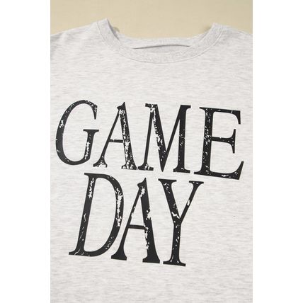 Black Vintage Washed GAME DAY Graphic Baggy Sweatshirt