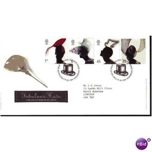 2001 'FABULOUS HATS F.D.C (BUREAU F.D.I) (EBID572)