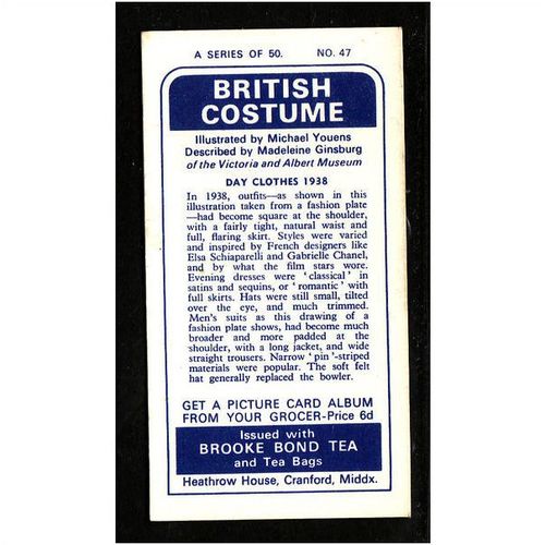 1967 Brooke Bond Tea Card, British Costumes, no.47