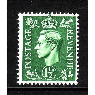 GREAT BRITAIN 1950 SG505 1 1/2d PALE GREEN UM #2
