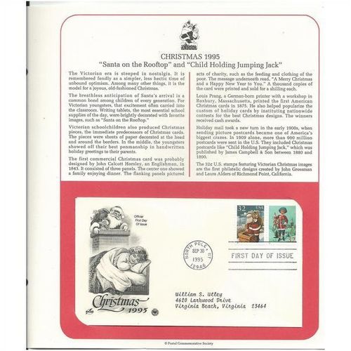 CHRISTMAS Santa on the Rooftop '95 ' OFFICIAL FIRST DAY of ISSUE ' (1995)