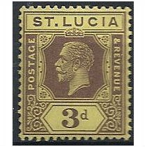 St Lucia 1926 SG100 3d Purple/Pale Yellow Mounted Mint . ..