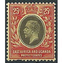 East Africa & Uganda Prot 1912 SG50 25c Black & Red/Yellow Mounted Mint ... .