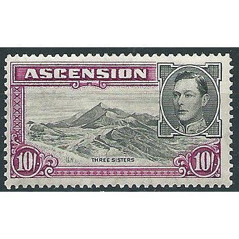 Ascension 1938 SG47 10/- Black & Bright Purple Mounted Mint ... .