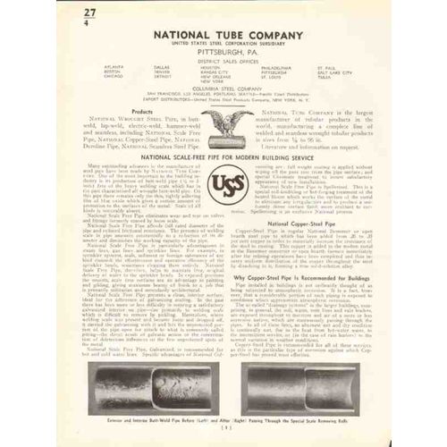 national tube company 1938 us steel scale-free pipe vintage catalog