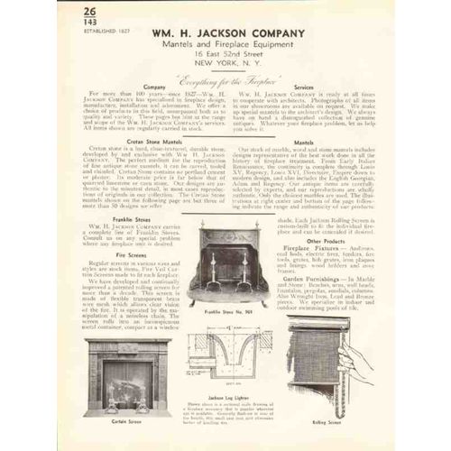 wm h jackson company 1938 mantels fireplace equipment vintage catalog