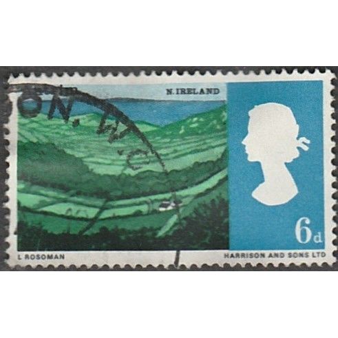 1966 Landscapes, 6d Value, Antrim, Northern Ireland. Fine Used