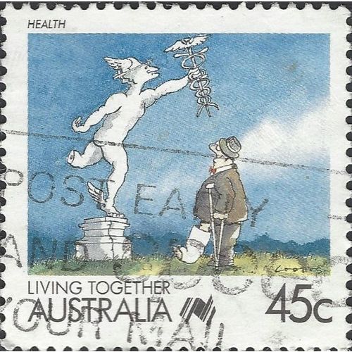 AUSTRALIA, Living Together, Health, blue 1988, 45c, #2