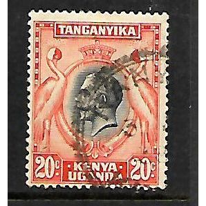 KENYA UGANDA & TANGANYIKA 1935 20c BLACK AND ORANGE SG114 FINE USED