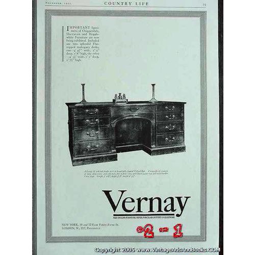 VERNAY COMPANY 1925 antique George II Pedestal Double Desk vintage ad