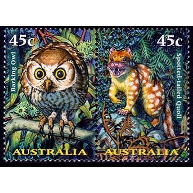 Australia 1997 Animals Se-tenant 2 x 45c MNH Stamps Mammals Owl & Quoll