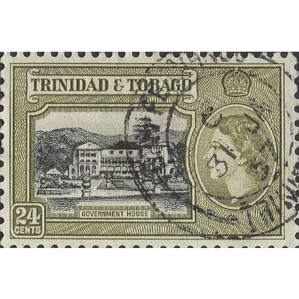 TRINIDAD & TOBAGO, Government palace, olive 1953, 24c