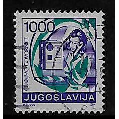 YUGOSLAVIA 1986 POSTAL SERVICE 1000d WOMAN USING TELEPHONE SG2281 FINE USED