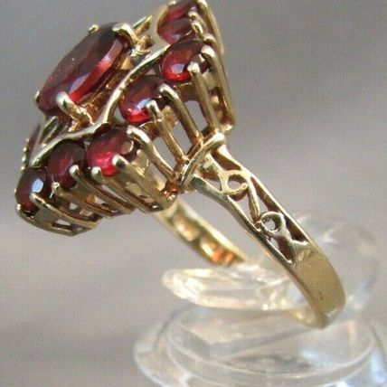 ANTIQUE 10K YELLOW GOLD NATURAL GARNET CLUSTER RING 1.99 TCW SIZE 6.5 STUNNING