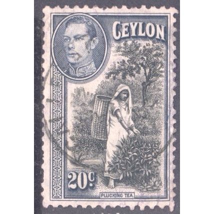 Ceylon stamps 1938 - SG391 - 20c Plucking Tea KGV1 - used 7