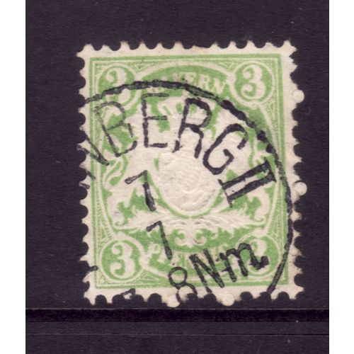 GERMANY BAVARIA 1876 SG 75 3pf YELLOW GREEN FINE USED #5