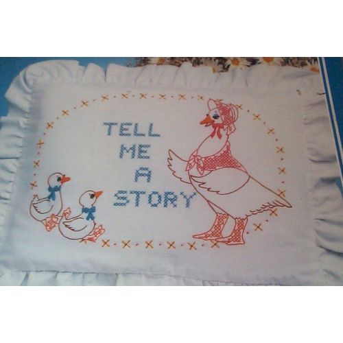Vintage Vogart Pillow Sham - Tell Me A Story - Paint or Embroidery