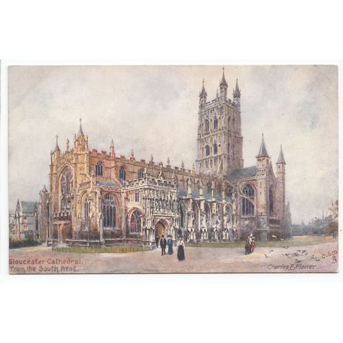 Gloucester Cathedral from the South West Charles E Flower Oilette Art Postcard