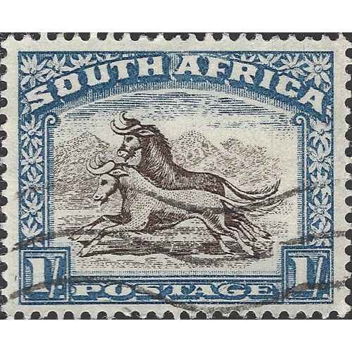 SOUTH AFRICA, MAMMAL, Wildebeest, Connochaetes sp., blue 1950, 1/-