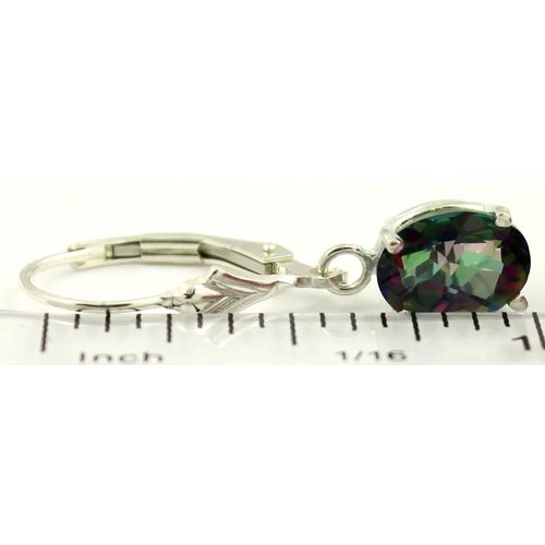 Mystic Fire Topaz, 925 Sterling Silver Leverback Earrings, SE007