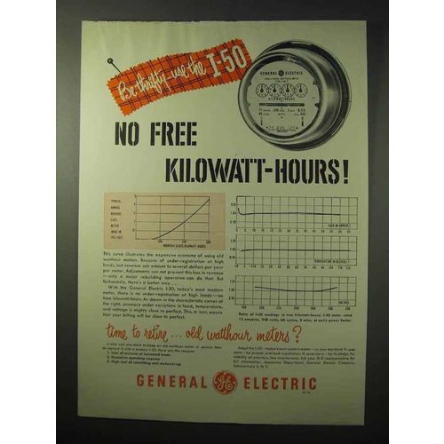 1950 General Electric I-50 Meter Ad - No Free Hours