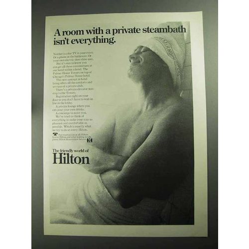 1968 Hilton Hotels Ad - Room with Private Steambath