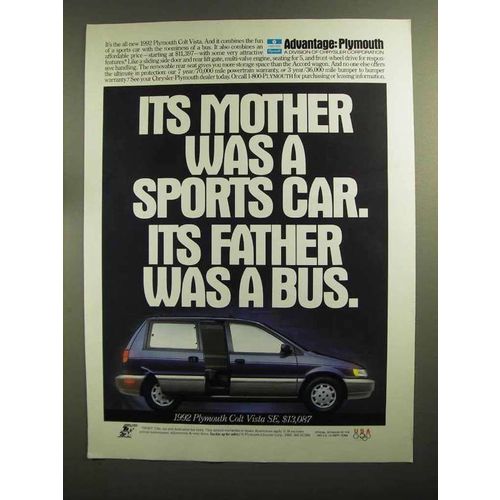 1992 Plymouth Colt Vista SE Ad - Mother a Sports Car