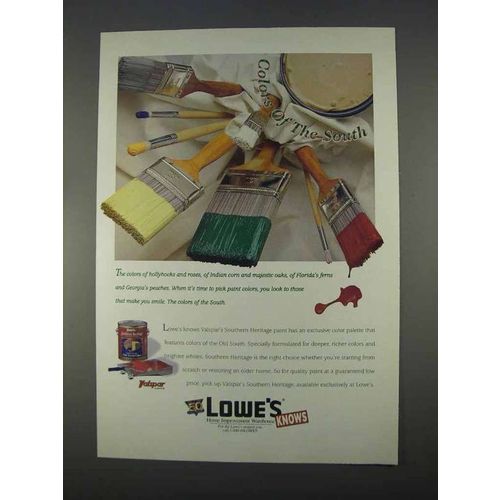 1996 Lowe's Valspar Southern Heritage Paint Ad - Colors of South