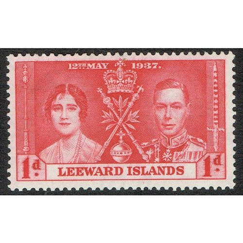 Leeward Islands 1937 Coronation 1d Scarlet SG92 MM