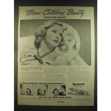 1939 Ipana Tooth Paste Ad - Beau-catching beauty (until she smiles)