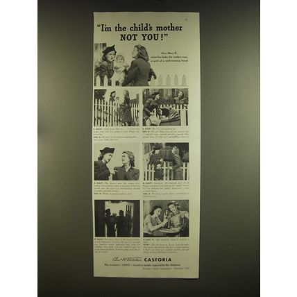 1939 Chas H. Fletcher Castoria Ad - I'm the child's mother not you