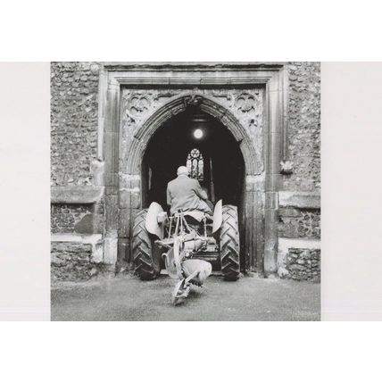 Farm Tractor at Hatfield Church in 1960s Award Photo Postcard