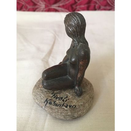 Vintage Hot Cast Bronze Nude Lady On Pebble Hand Signed & Dated 1961